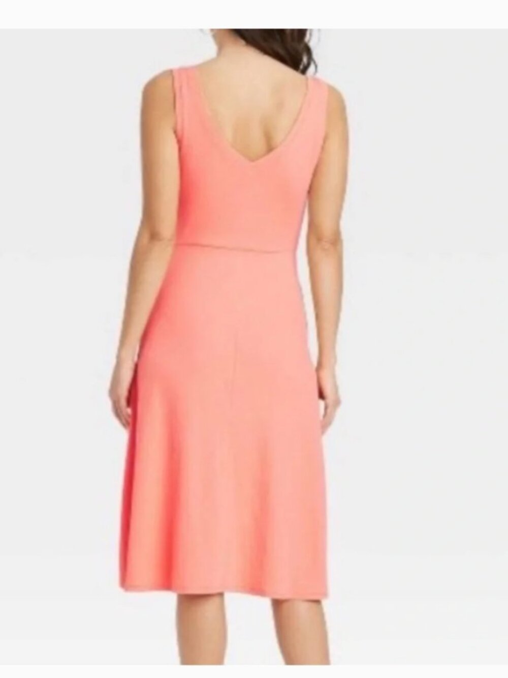 A New Day Women's Sleeveless Rib Knit Ballet Midi Dress Dark Peach Size Medium - Picture 4 of 6